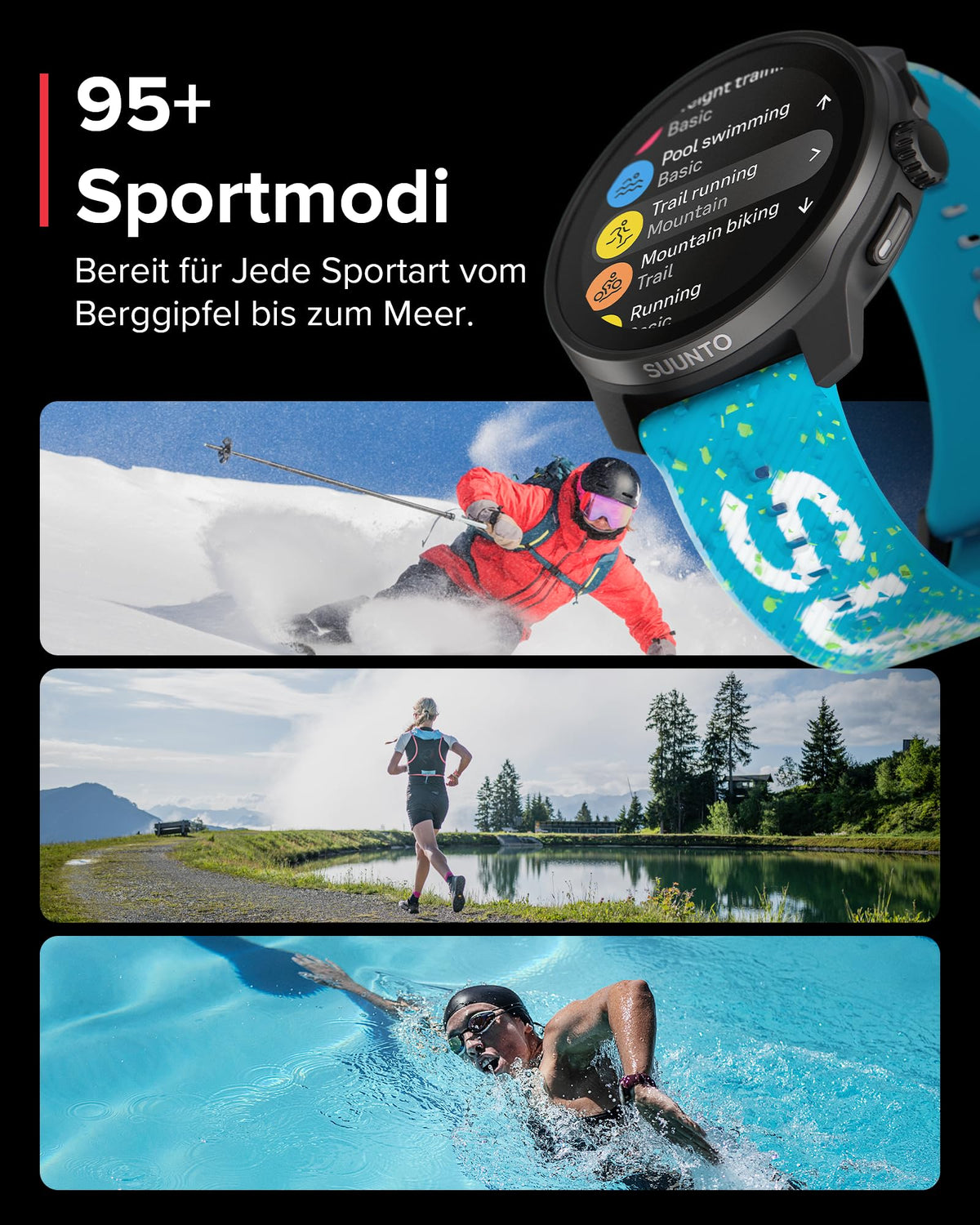 SUUNTO Race S GPS-Sportuhr, 1,3-Zoll-AMOLED-Display, 95+ Sportmodi