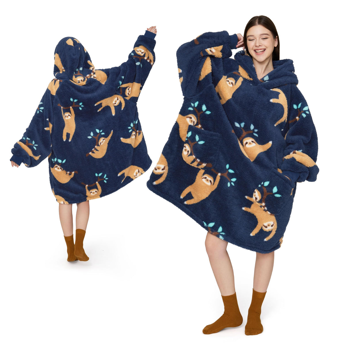 BEDSURE Hoodie Decke mit Ärmeln Geschenke Grau - 95x85cm