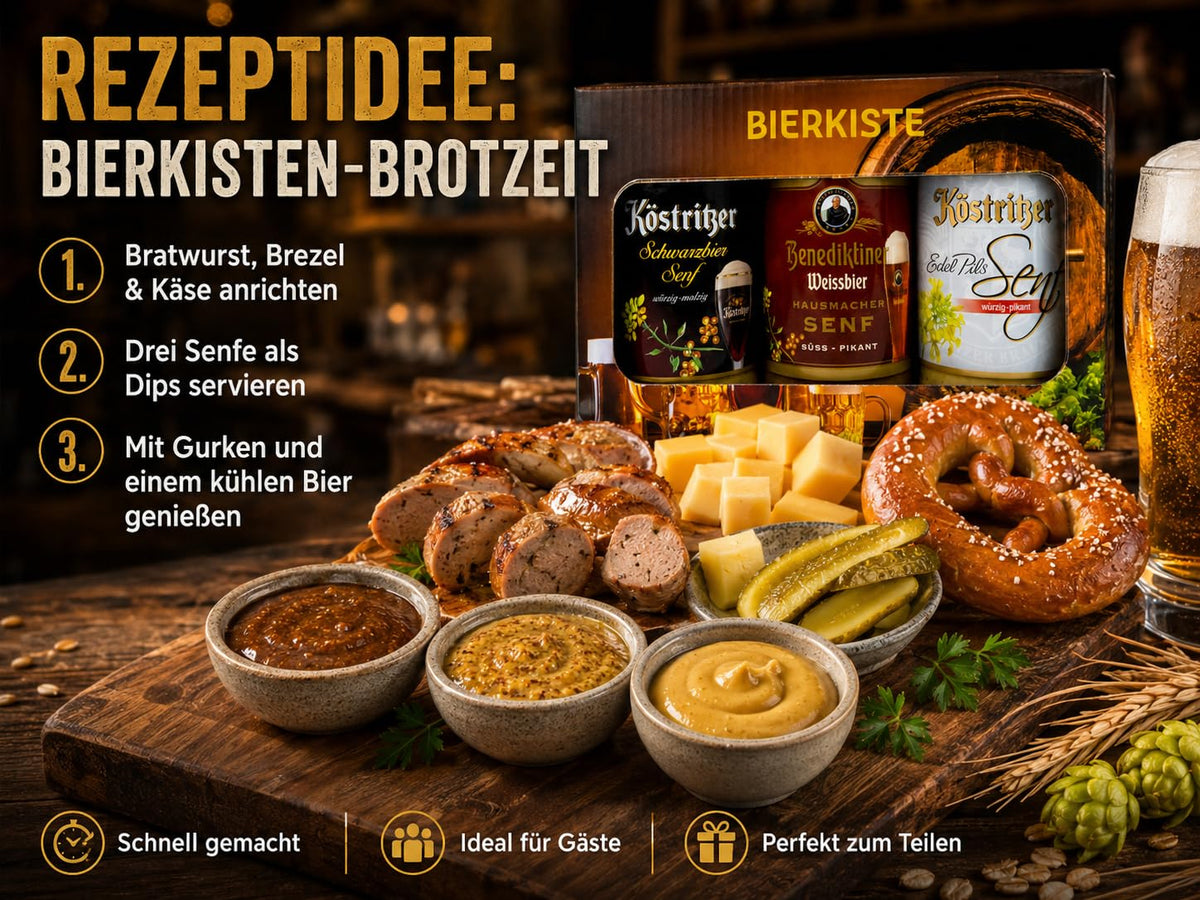 Altenburger Original Bierkiste - drei mit Bier verfeinerte Senfsorten als Geschenk-Set (3-teilig), Geschenkbox für Männer und Frauen