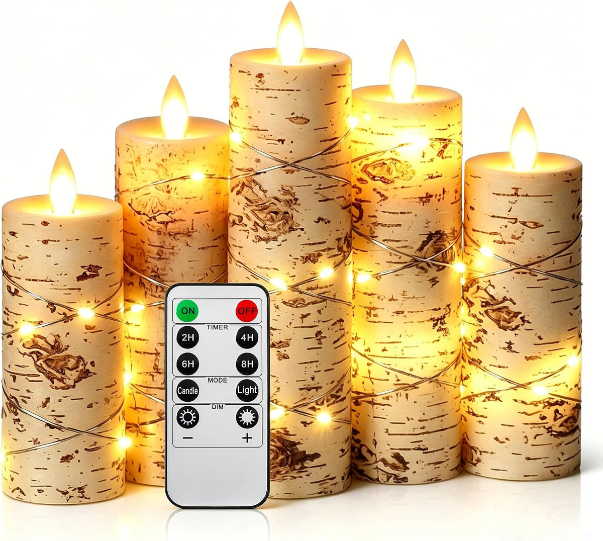 Da by 3 Stück ABS LED Kerzen mit Kupferlichtkette, Realistische Flackernde Flamme, Batteriebetriebene Kerzen mit Fernbedienung, Hitzebeständig & Wiederverwendbar für Innen- und Außendekoration
