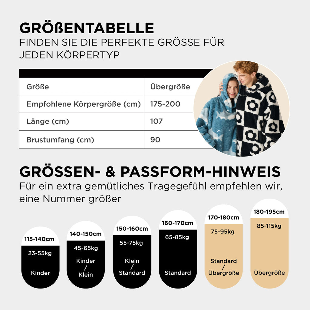 BEDSURE Hoodie Decke mit Ärmeln Geschenke Grau - 95x85cm