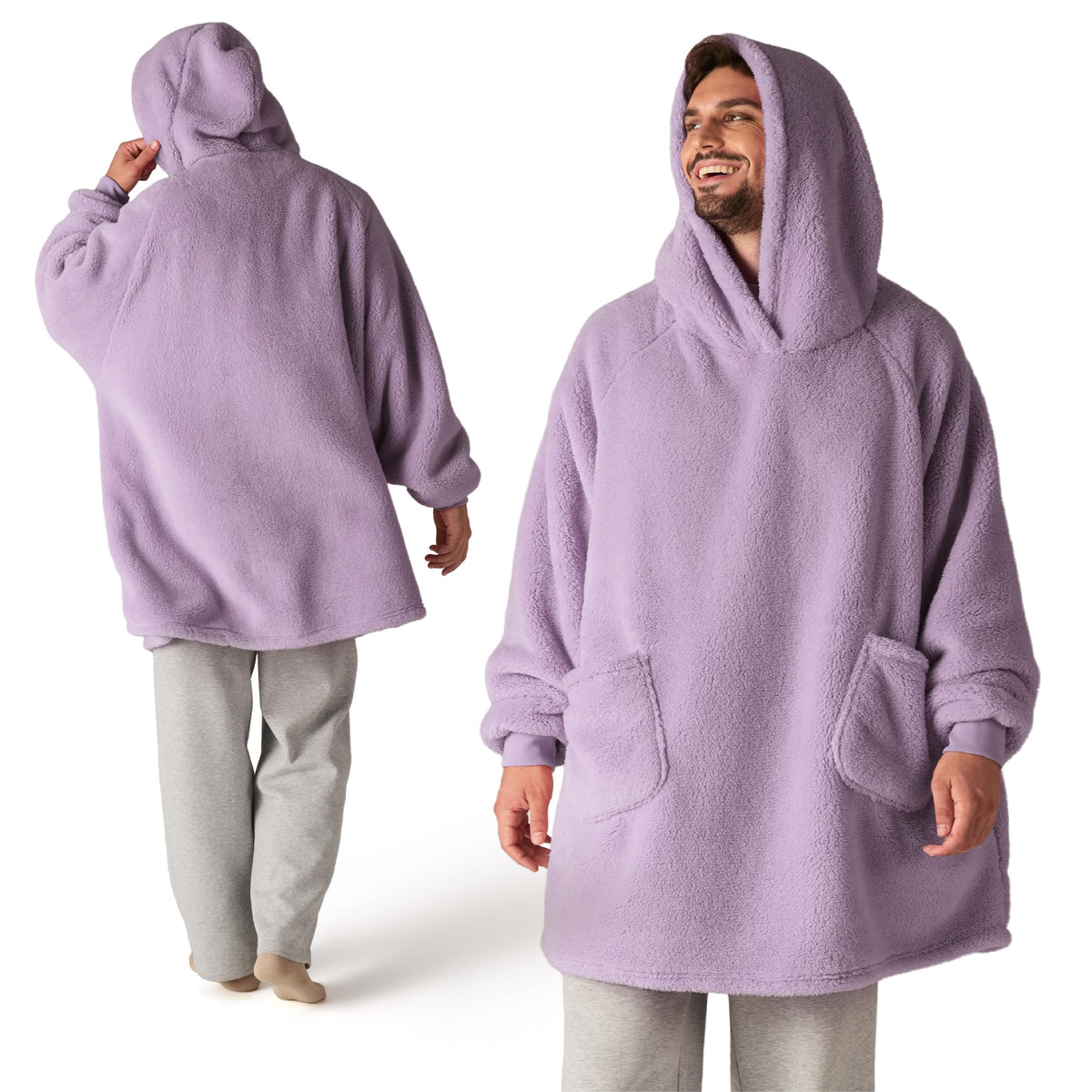 BEDSURE Hoodie Decke mit Ärmeln Geschenke Grau - 95x85cm