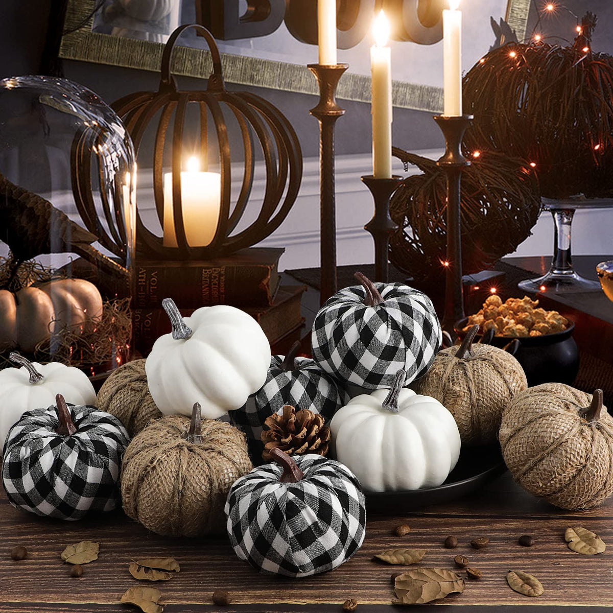 Benjia Kürbis Herbst Deko Dekoration Draußen, Groß Mini Orange Kürbisse Schaumstoff Zierkürbisse Herbstdeko Herbstdekorationen Halloween (Orange, 16 Stück)