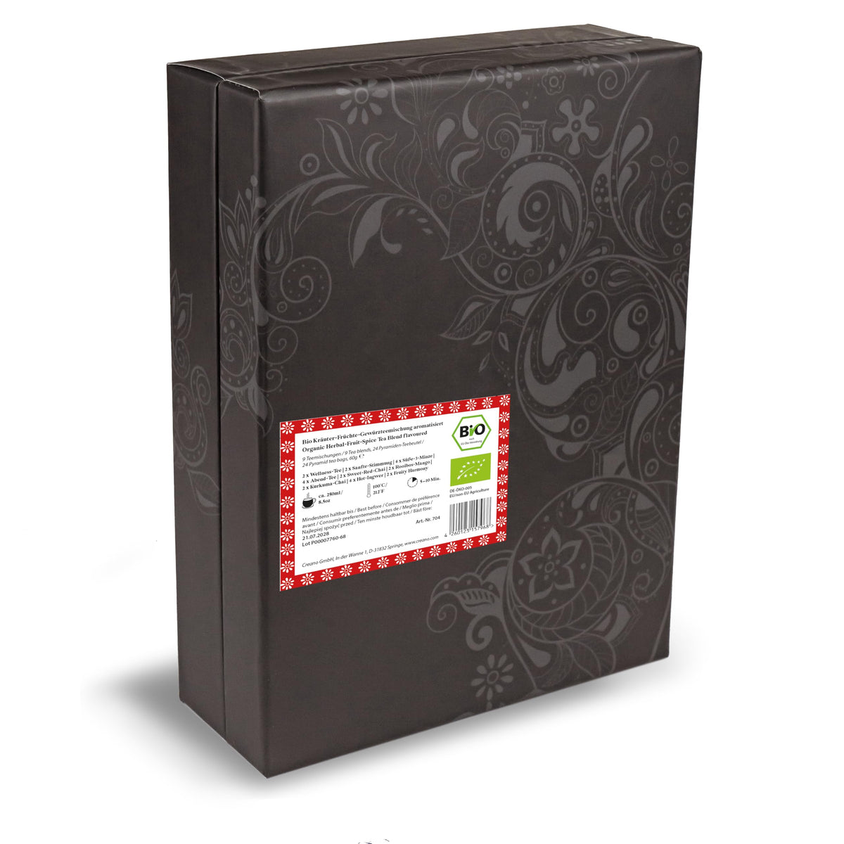 Creano Premium Bio Kräutertee Geschenkset „ORGANIC HERBAL TEA“ - 9 Pyramiden-Teebeutel in 9 unterschiedlichen Sorten - 22,5g - NEUHEIT 2024*
