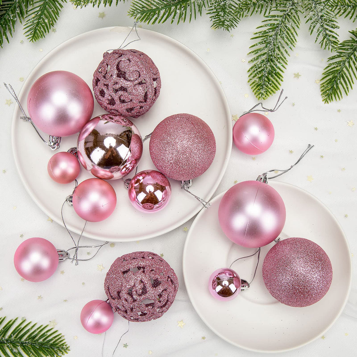 Aitsite 101 Stück Christbaumkugeln Blau Weihnachtskugeln 6CM/4 cm/2 cm Kunststoff Christbaumschmuck Wandbehang Ornamente Weihnachtsbaum Kugeln Flitter Tür Dekorationen Festival Dekore