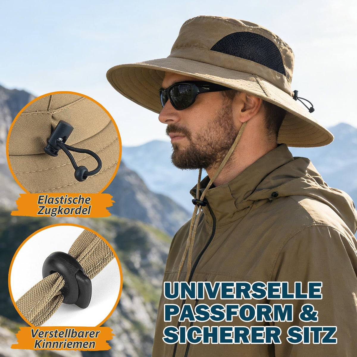 EINSKEY Breitkrempe Sonnenhut, wasserdichter Buschhut für Damen und Herren