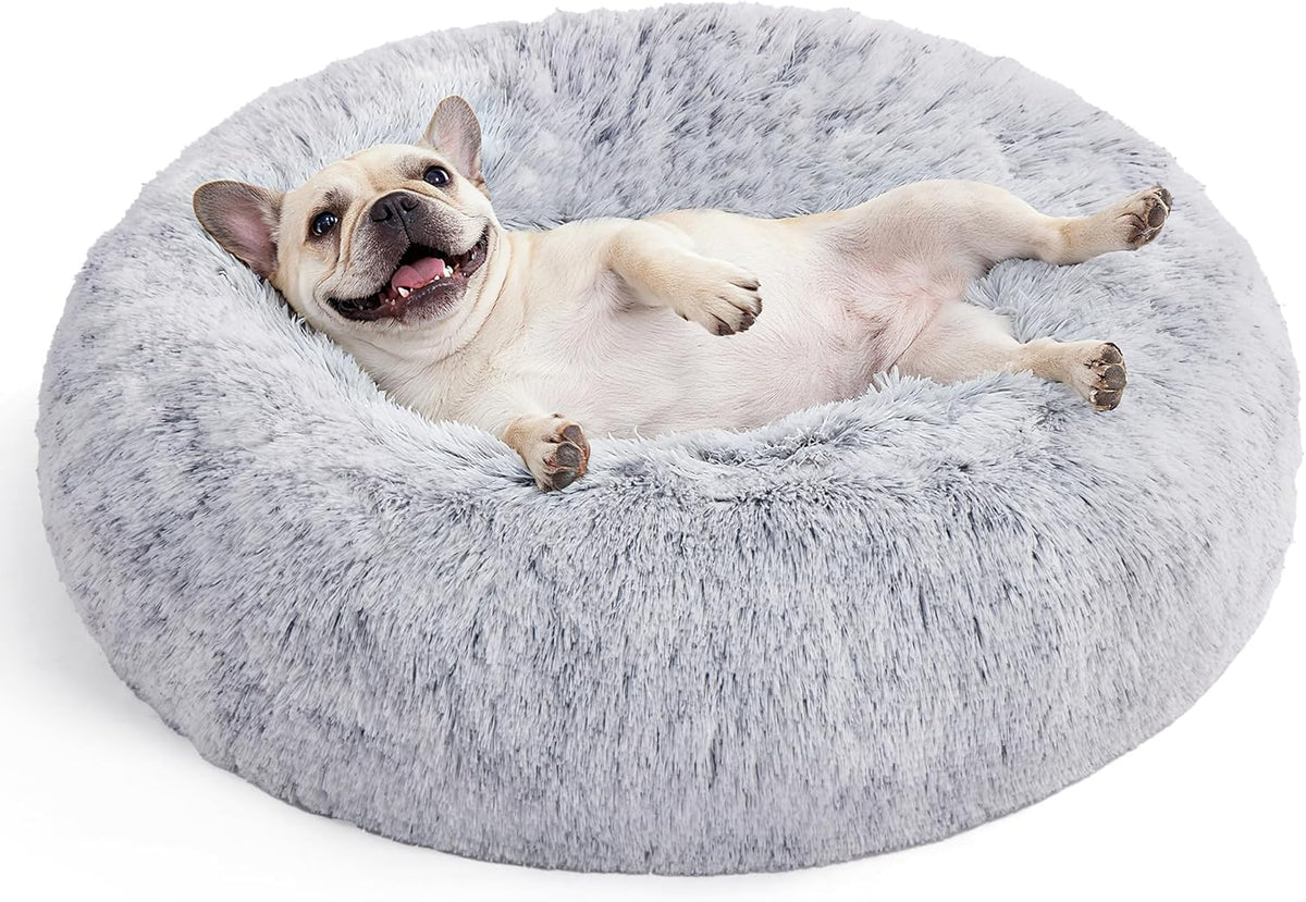 Feandrea Hundebett flauschig, waschbar, Langer Plüsch, 70 cm Durchmesser