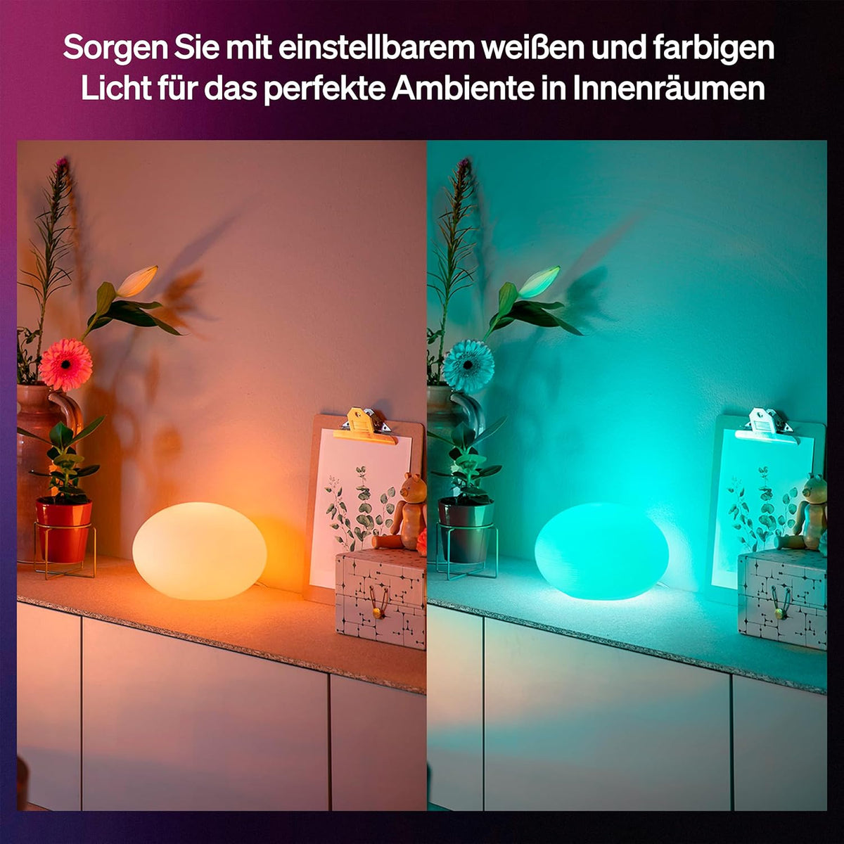 Philips Hue Flourish Tischleuchte, dimmbare LED Leuchte, weißes und farbiges Licht, 16 Millionen Farben, indirekte Beleuchtung über App steuerbar, kompatibel mit Alexa, Neue Generation