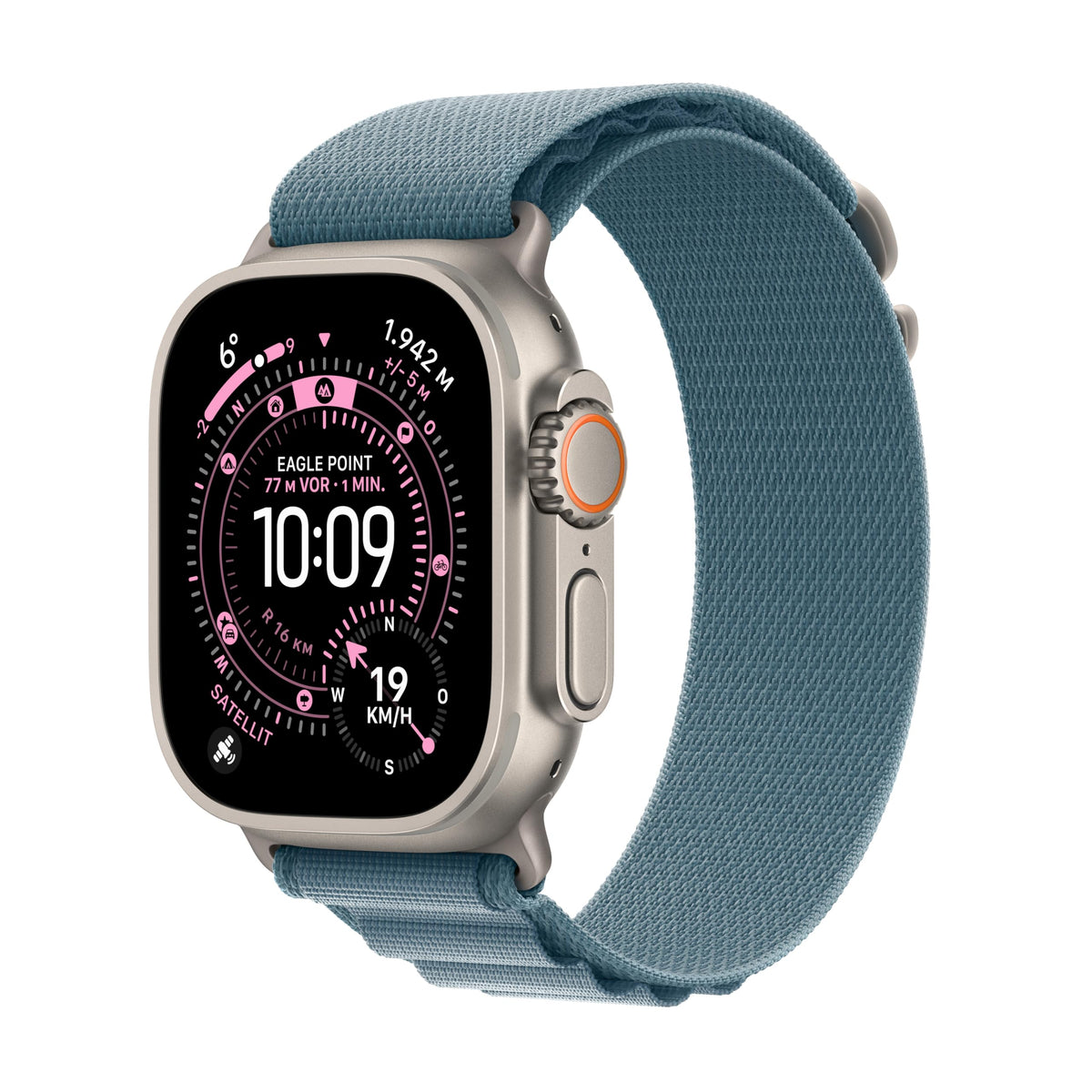 Apple Watch Ultra 3 GPS + Cellular 49 mm Premium Smartwatch für Lauftraining und Kombinationssport mit robustem Titangehäuse in Schwarz und Trail Loop in Schwarz/Kohlegrau (M/L)