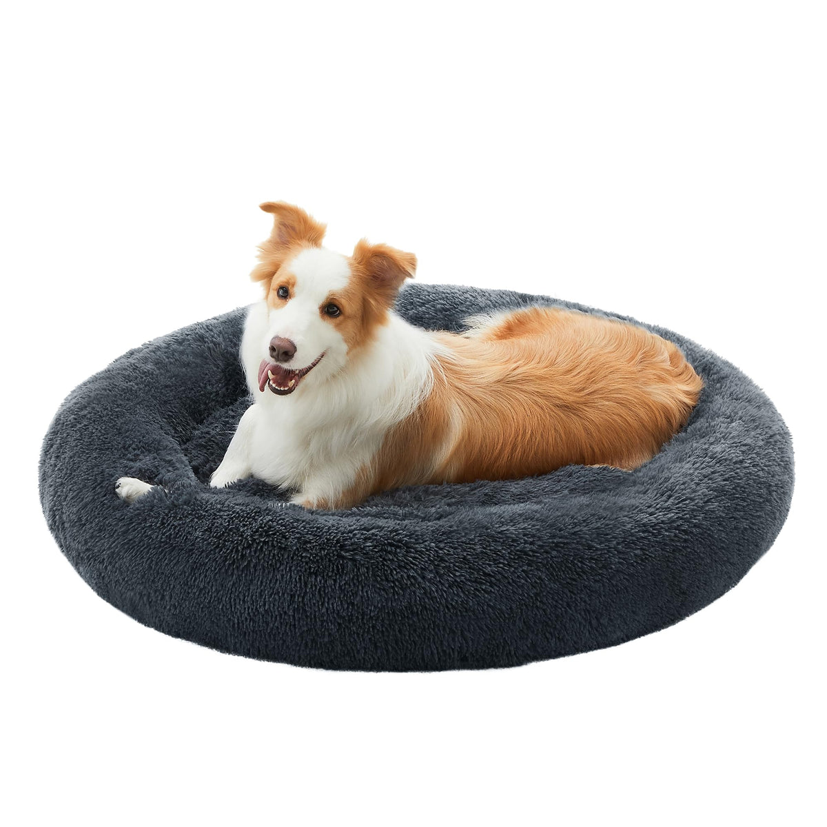 Feandrea Hundebett flauschig, waschbar, Langer Plüsch, 70 cm Durchmesser