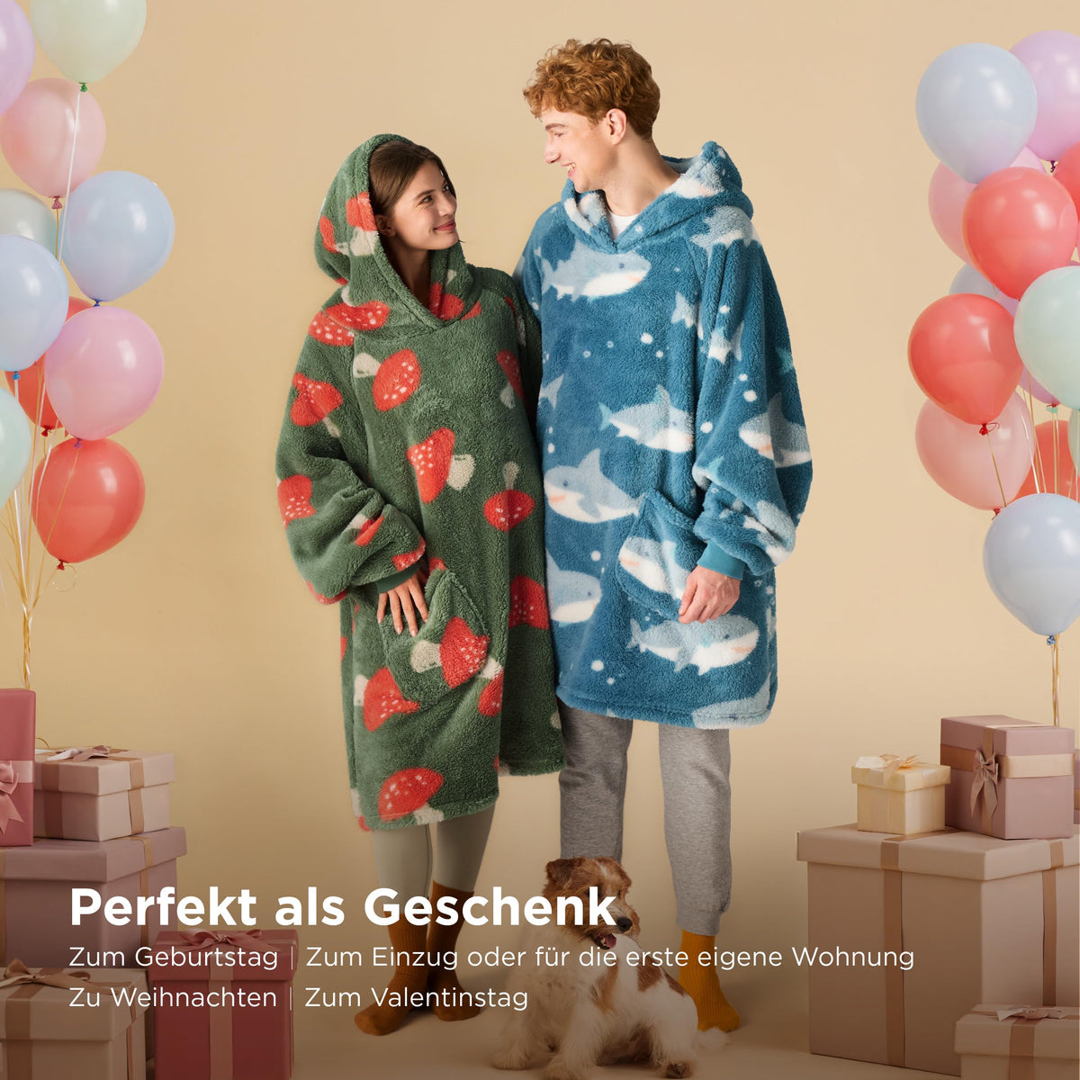 BEDSURE Hoodie Decke mit Ärmeln Geschenke Grau - 95x85cm