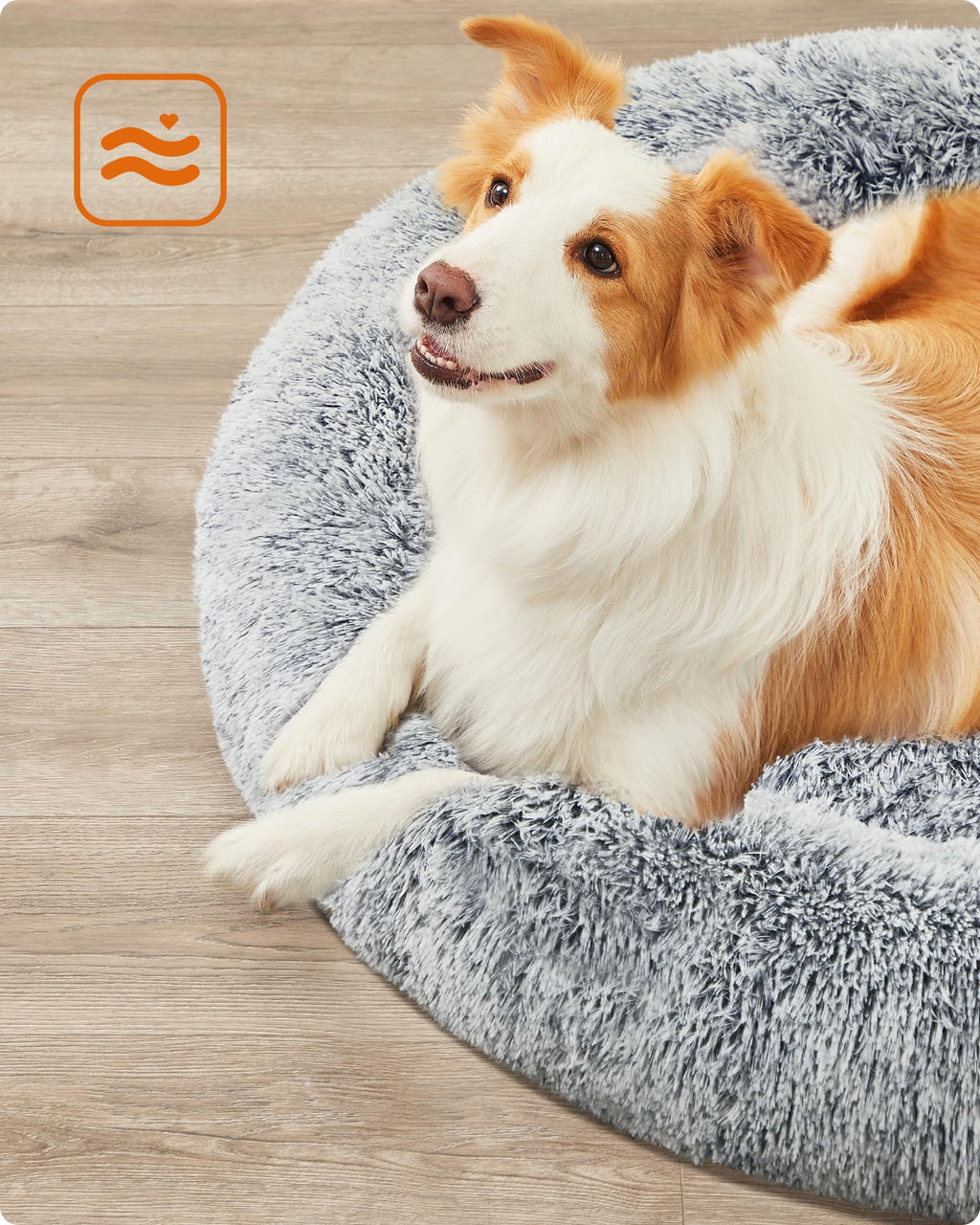 Feandrea Hundebett flauschig, waschbar, Langer Plüsch, 70 cm Durchmesser