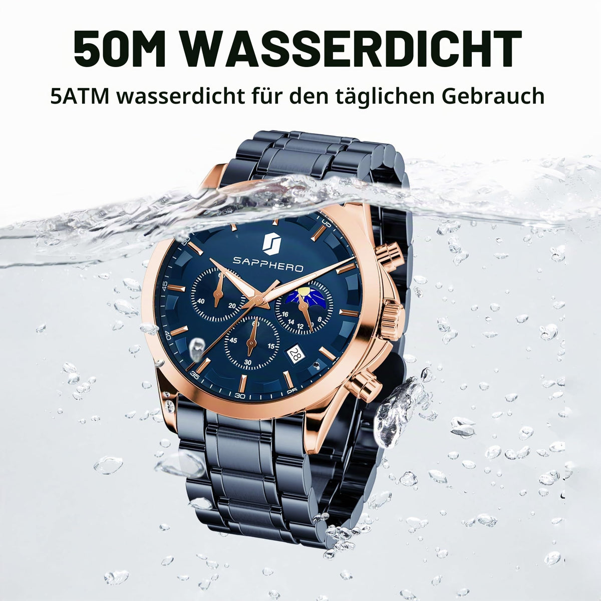 BENYAR BY Uhren Herren Chronograph Analog Quarz Wasserdicht Datum Armbanduhr Herren Mode Business-Kleid Herrenuhr Elegantes Geschenk fur Männer