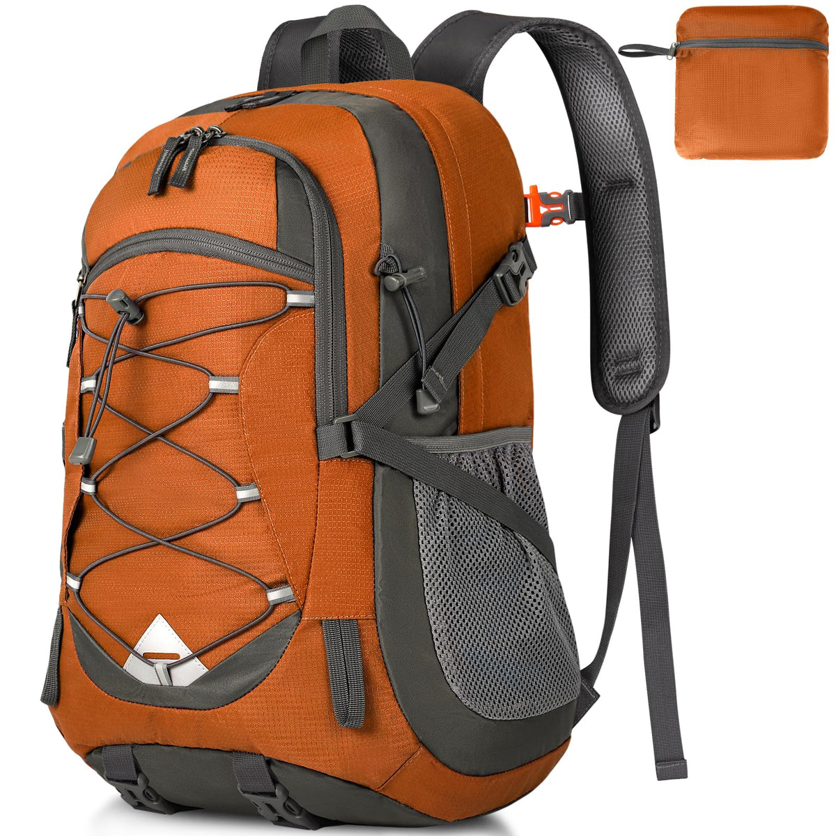 IGOLUMON Wanderrucksack Herren Damen 40L Wasserdichter Rucksack Leicht Faltbarer Reiserucksack Trekkingrucksack mit Reflexstreifen Für Radfahren, Klettern, Bergsteigen und Reisen Sport，Schwarz