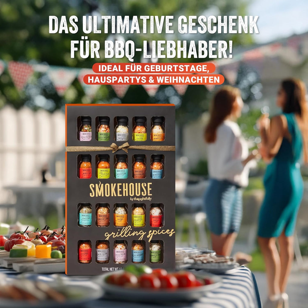 Thoughtfully BBQ Gewürze Geschenkset mit 20 Grillgewürzen