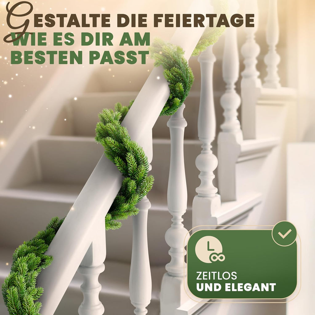 ArtiTree Weihnachtsgirlande - Naturgetreue Tannengirlande, 270cm Grün, Perfekt für Weihnachtsdeko, Treppengeländer & Türrahmen