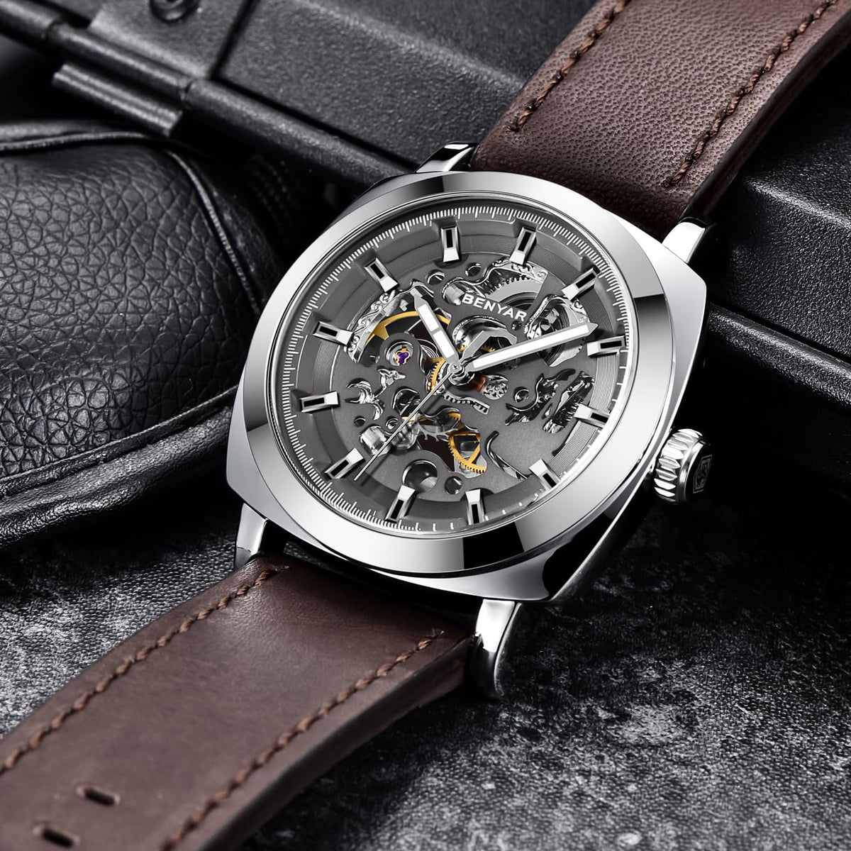 BENYAR BY Uhren Herren Chronograph Analog Quarz Wasserdicht Datum Armbanduhr Herren Mode Business-Kleid Herrenuhr Elegantes Geschenk fur Männer