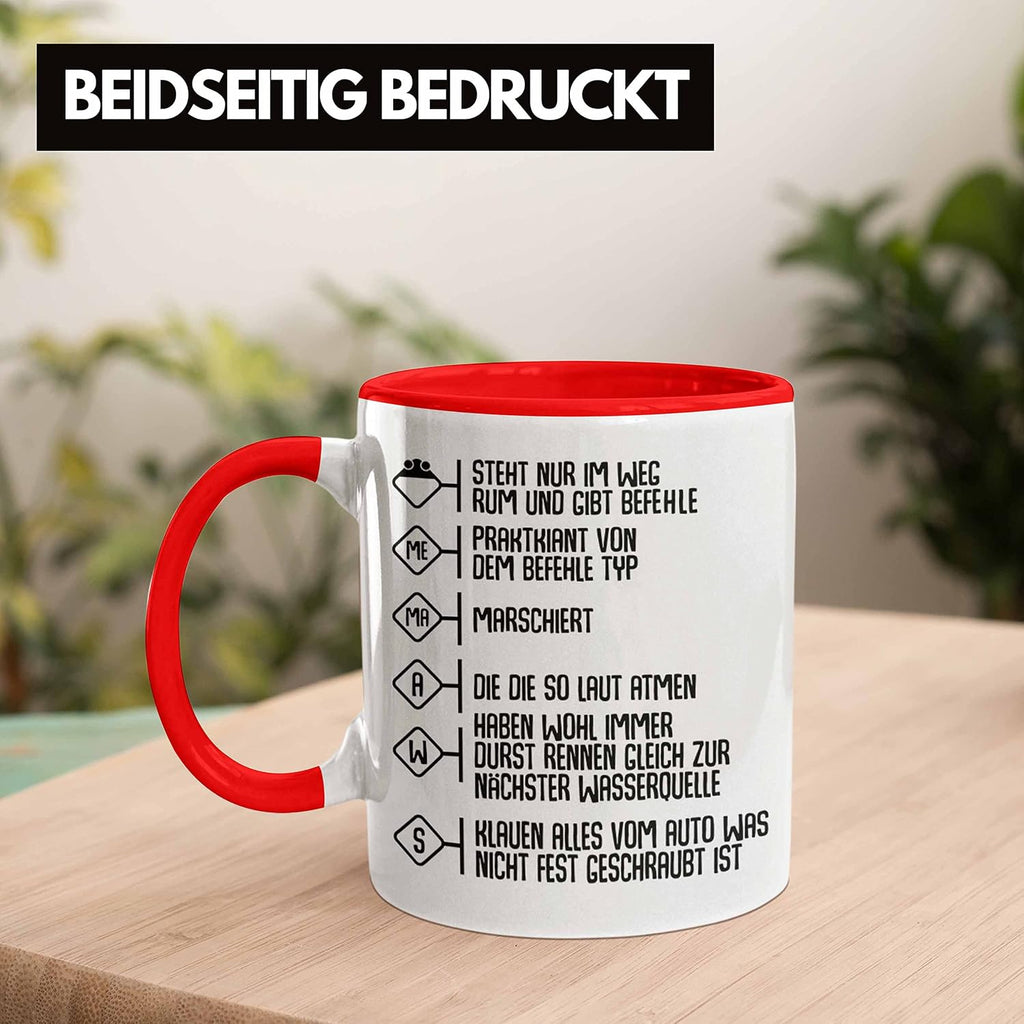 Trendation - Feuerwehr Tasse Geschenke Zubehör Lustig Einsatz Geburtstag Spruch Mann Praktikant (Rot)