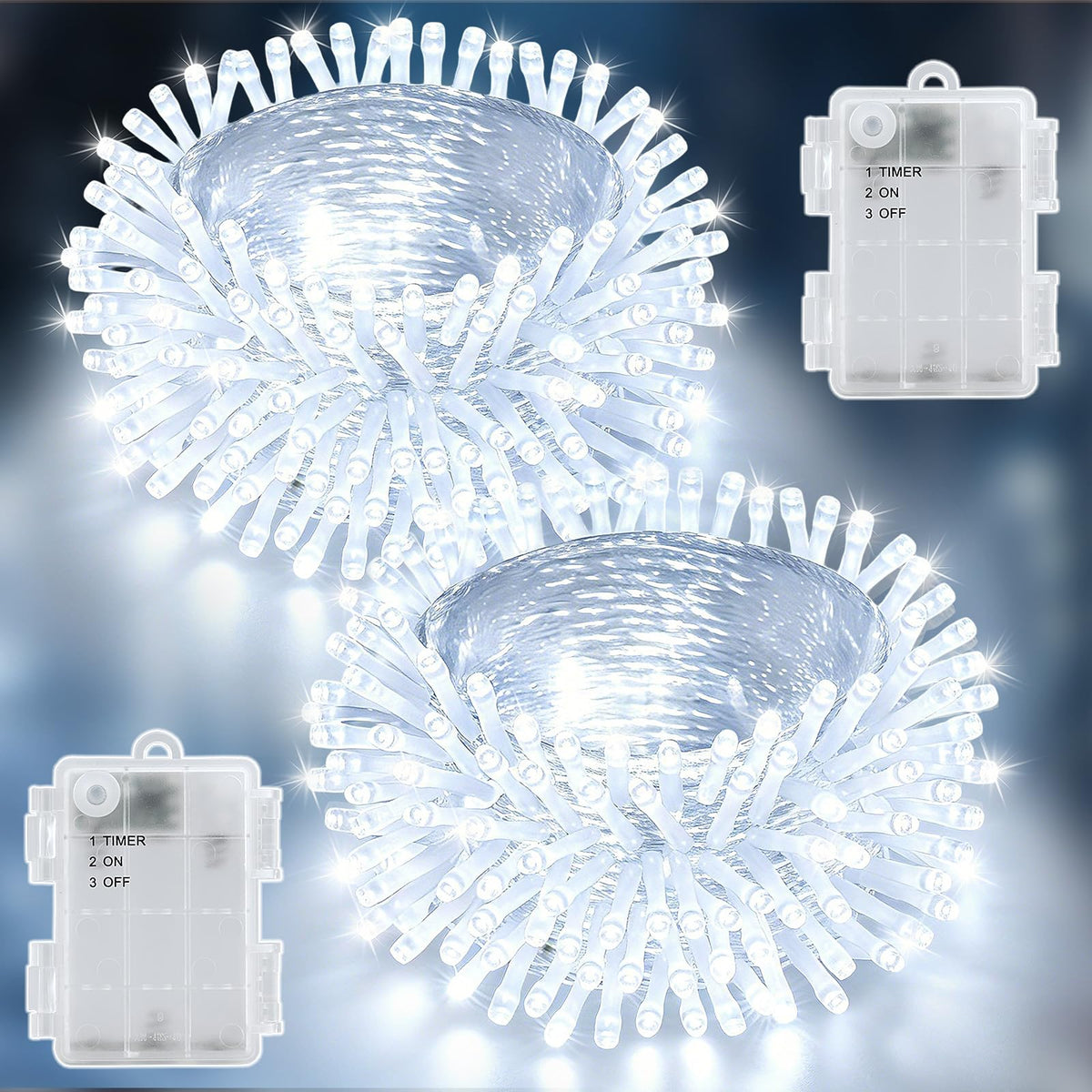 Dalugo 2 Stück Lichterkette Batterie, 3M 30 LED Orange Wasserdicht Lichterketten mit 6h Timer für Innen außen
