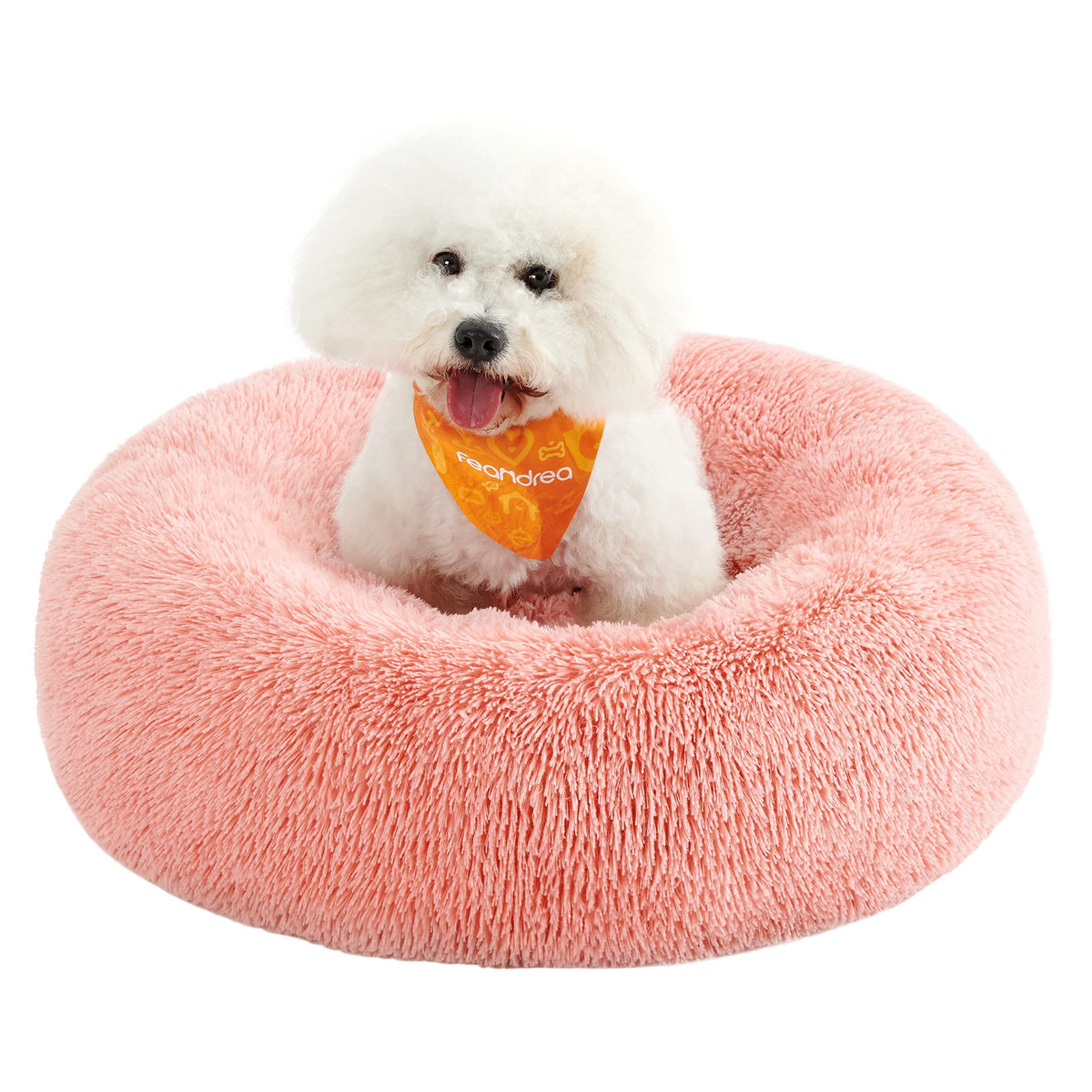 Feandrea Hundebett flauschig, waschbar, Langer Plüsch, 70 cm Durchmesser