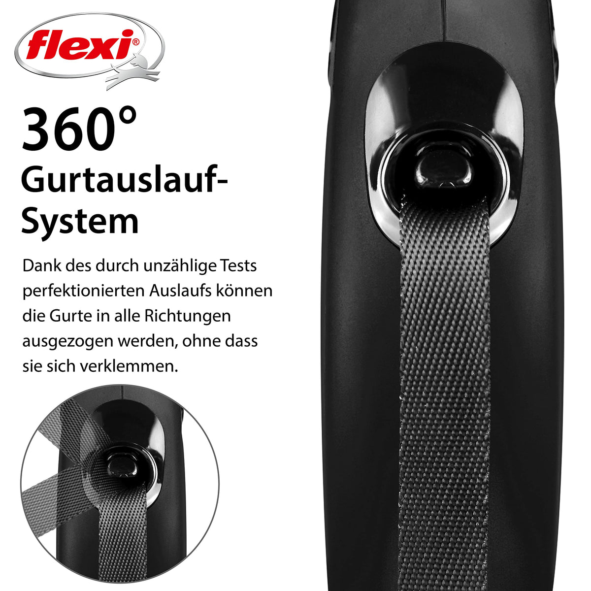 flexi® Classic L Hunde Roll-Leine, 5m Gurt, schwarz