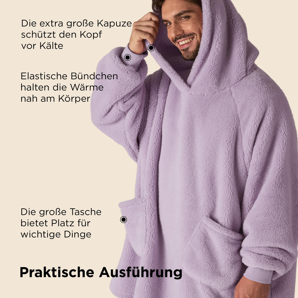 BEDSURE Hoodie Decke mit Ärmeln Geschenke Grau - 95x85cm