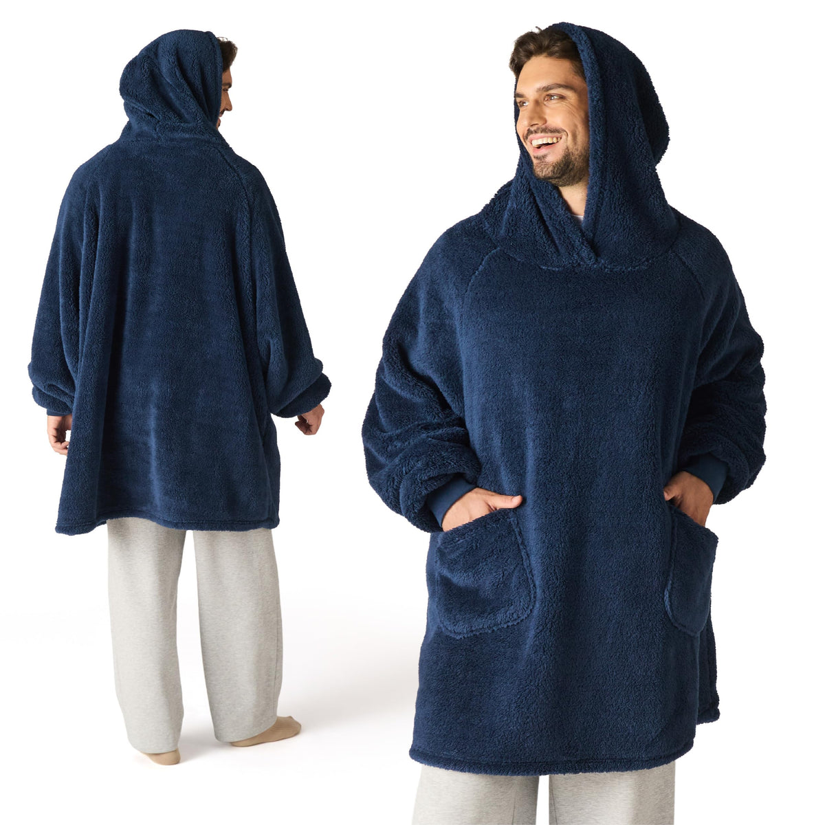 BEDSURE Hoodie Decke mit Ärmeln Geschenke Grau - 95x85cm