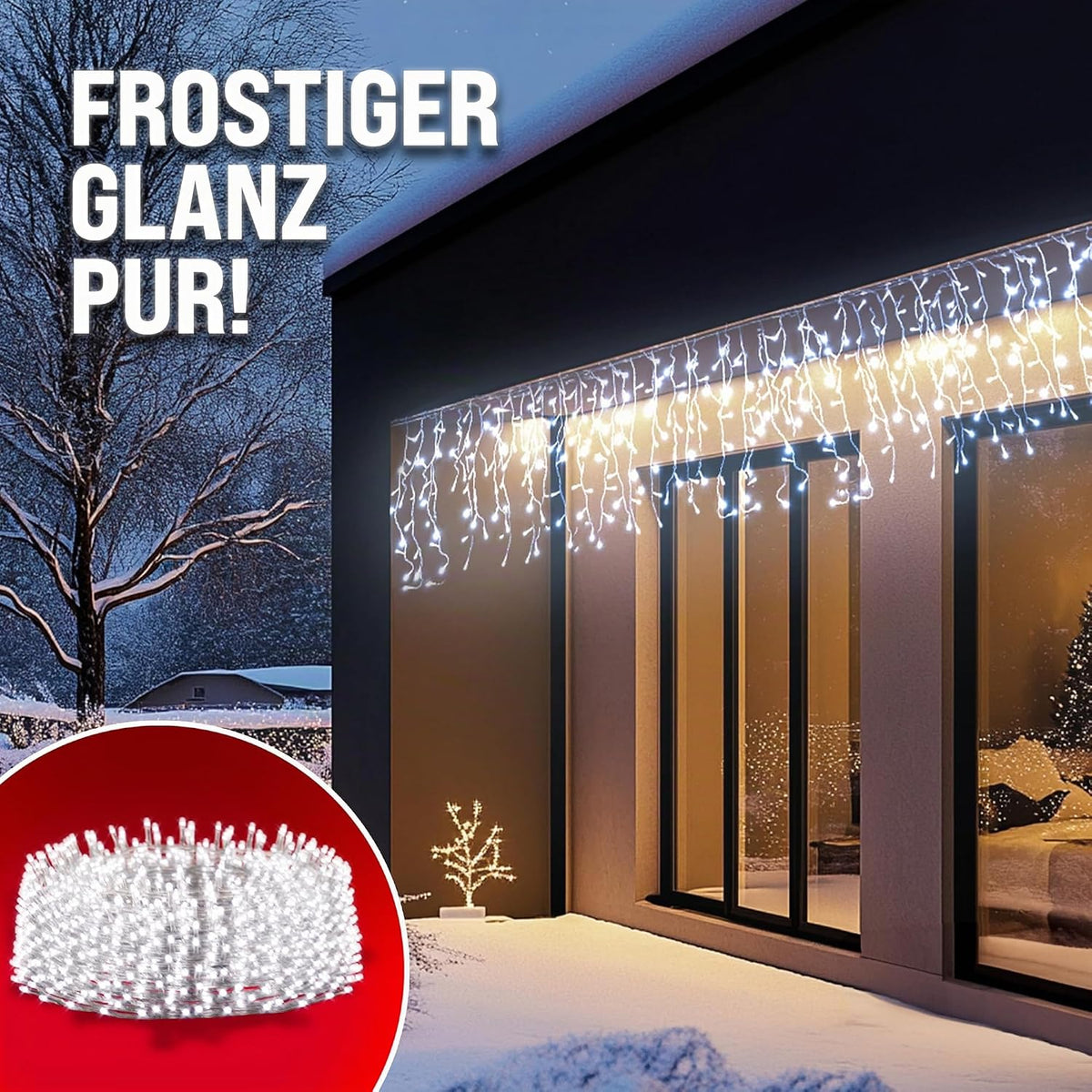 Monzana® Eisregen Lichterkette Außen 200 LED Kaltweiß