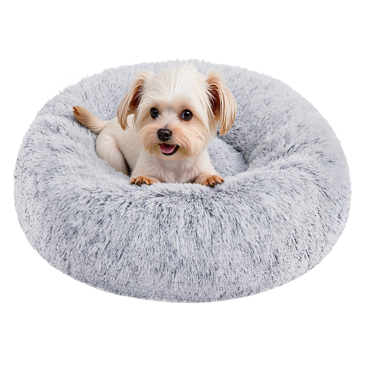 Feandrea Hundebett flauschig, waschbar, Langer Plüsch, 70 cm Durchmesser