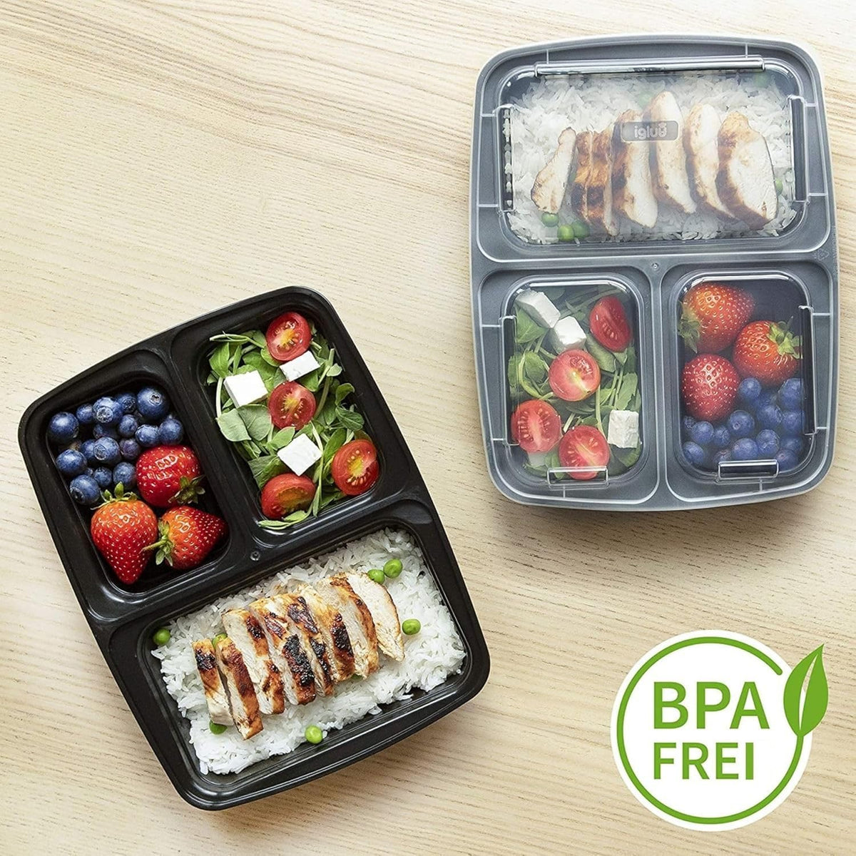 Igluu Meal Prep Boxen (10er-Pack) 2 Fächer – 887ml
