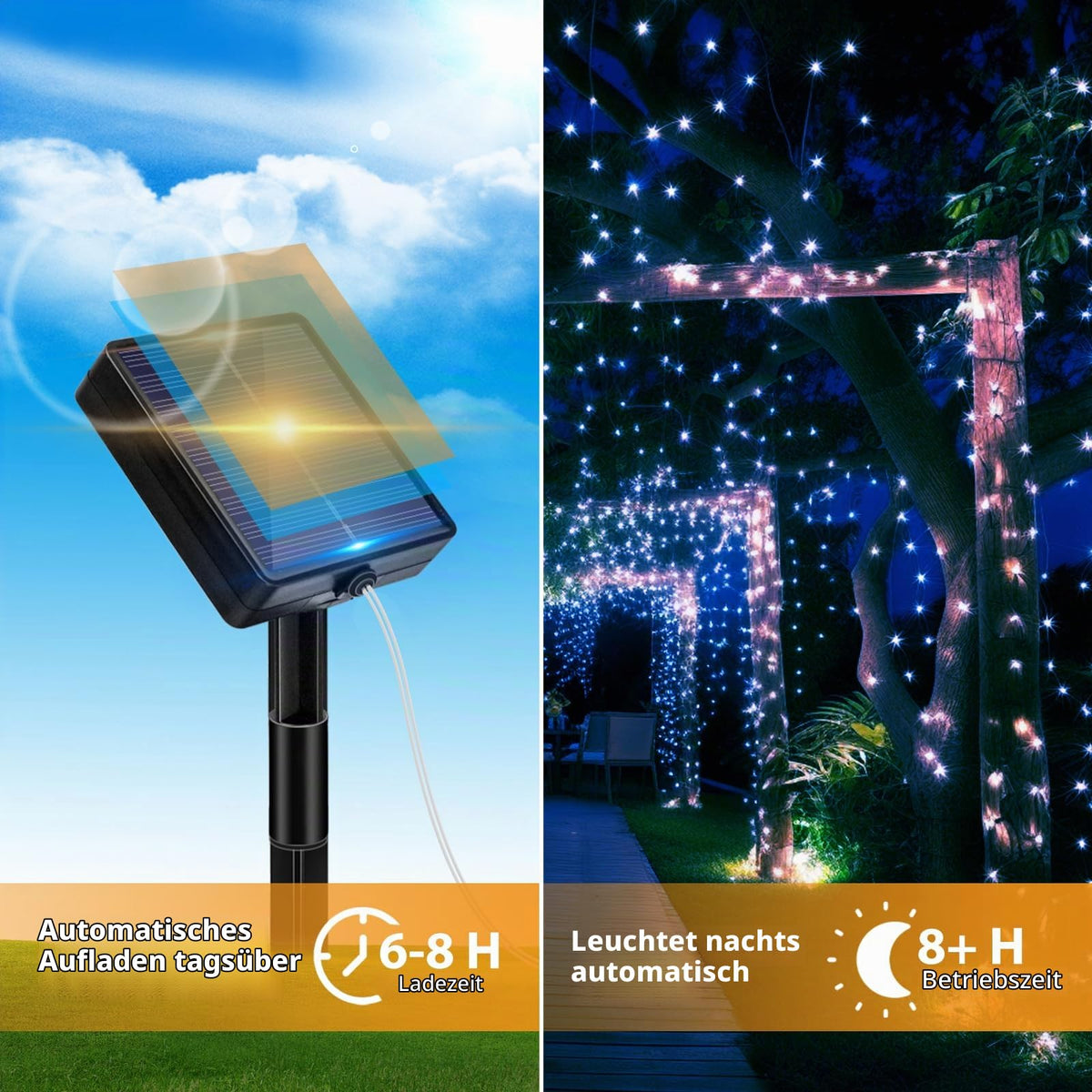 Peasur 3 Stück Solar Lichterkette Outdoor, 3x12M 120 LED Lichterkette Außen