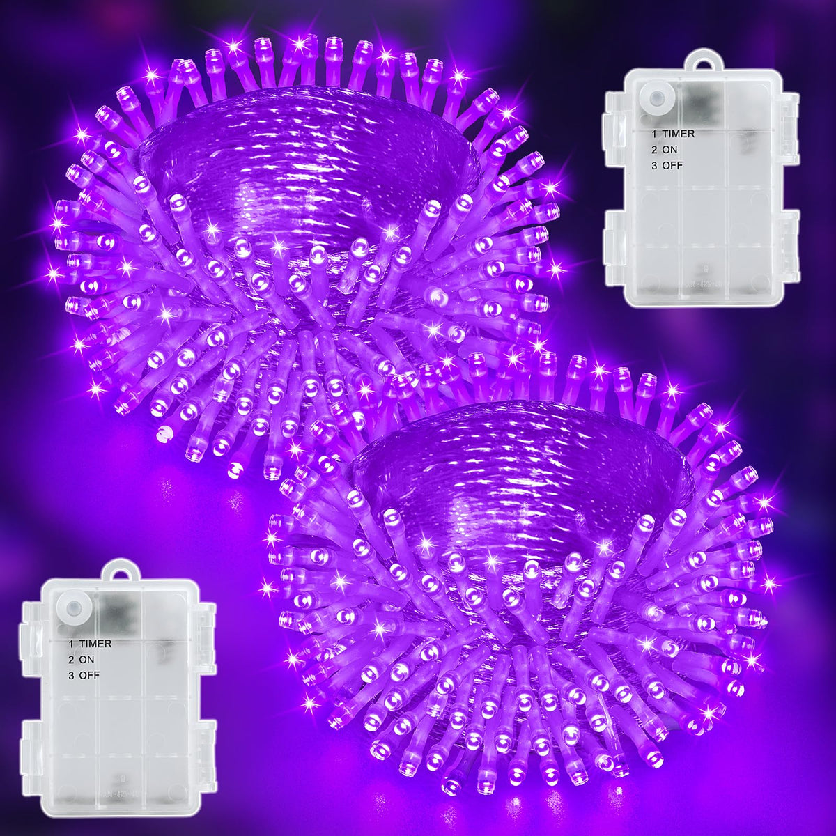 Dalugo 2 Stück Lichterkette Batterie, 3M 30 LED Orange Wasserdicht Lichterketten mit 6h Timer für Innen außen