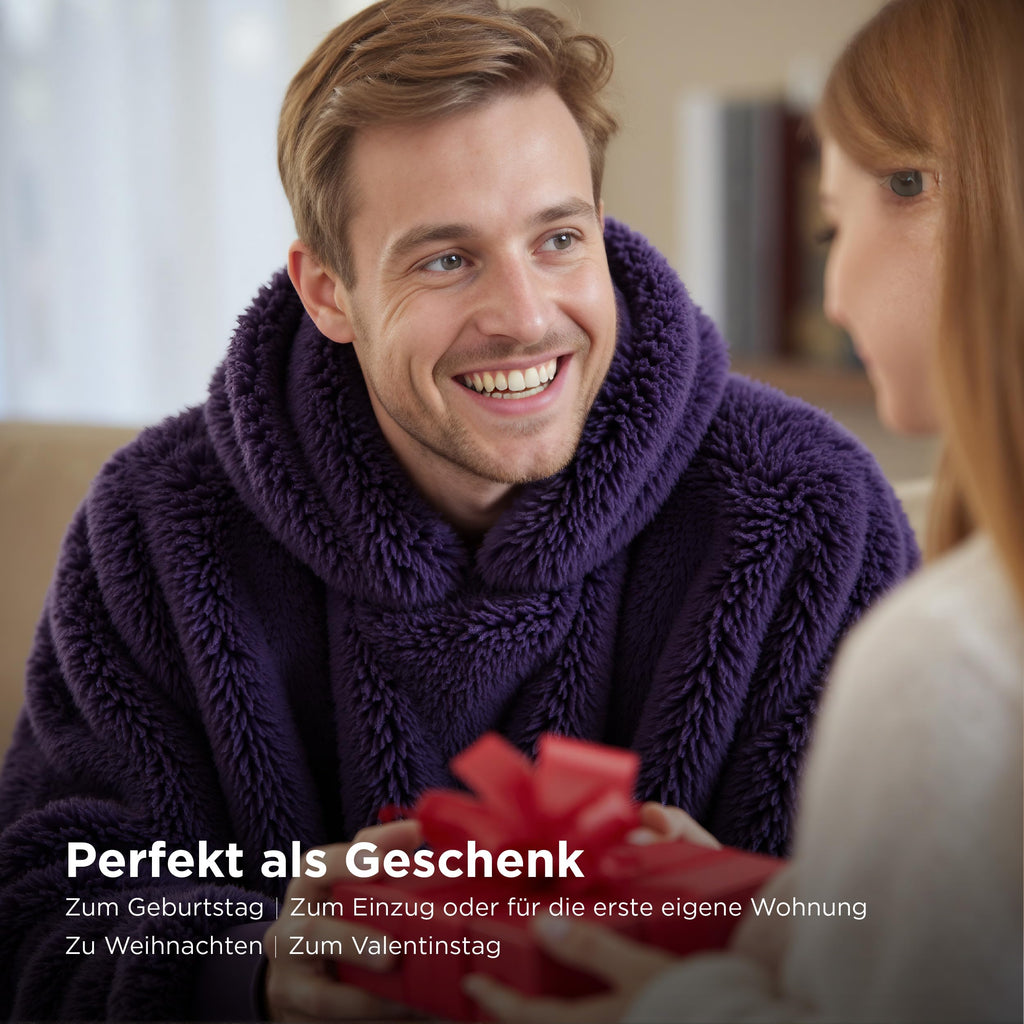 BEDSURE Hoodie Decke mit Ärmeln Geschenke Grau - 95x85cm