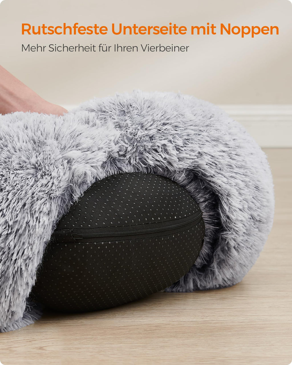Feandrea Hundebett flauschig, waschbar, Langer Plüsch, 70 cm Durchmesser