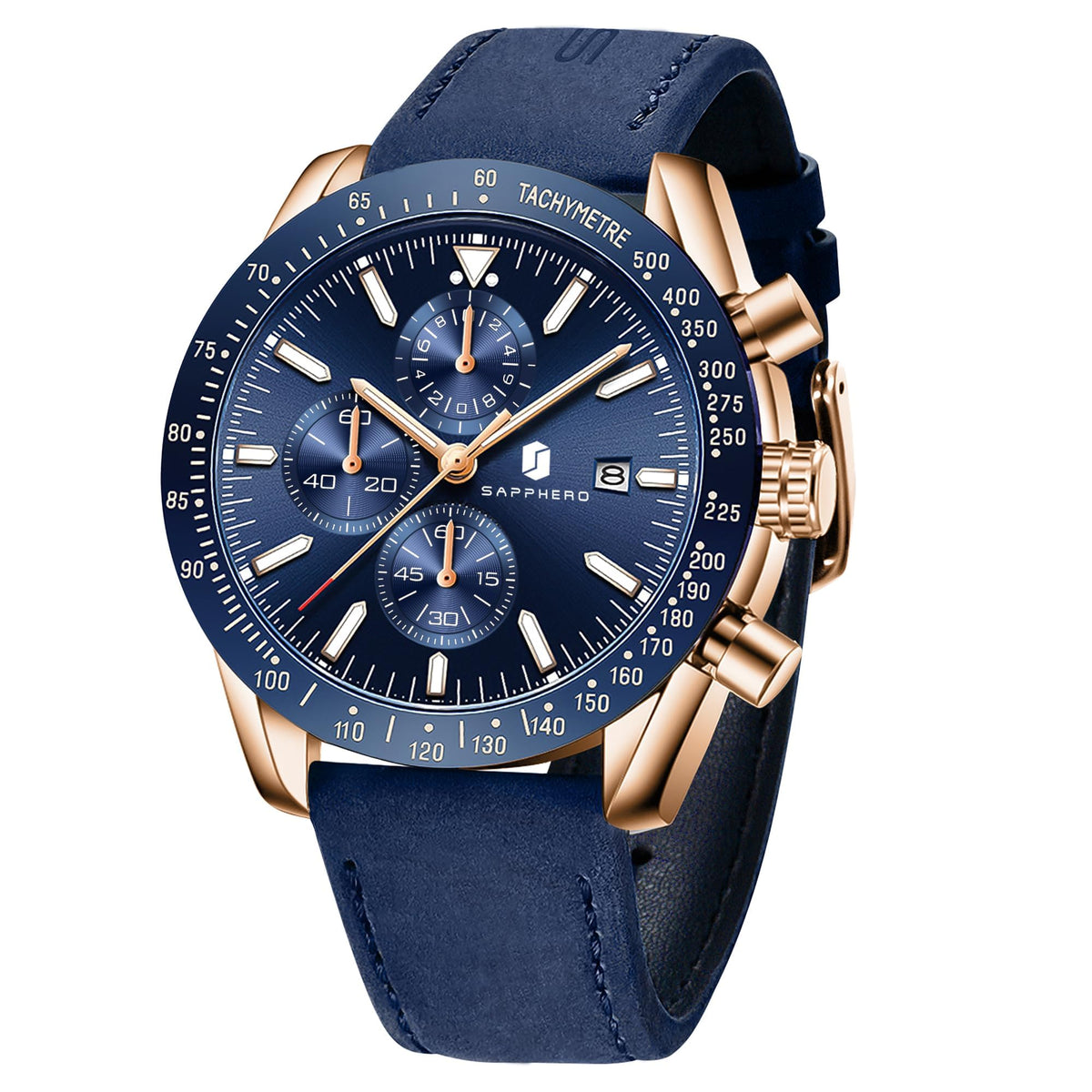BENYAR Uhren Herren Analog Quarz Chronograph Herrenuhren Wasserdicht Datum Lederband Armbanduhr Lässig Business-Kleid fur Männer Klassische Elegantes Geschenk