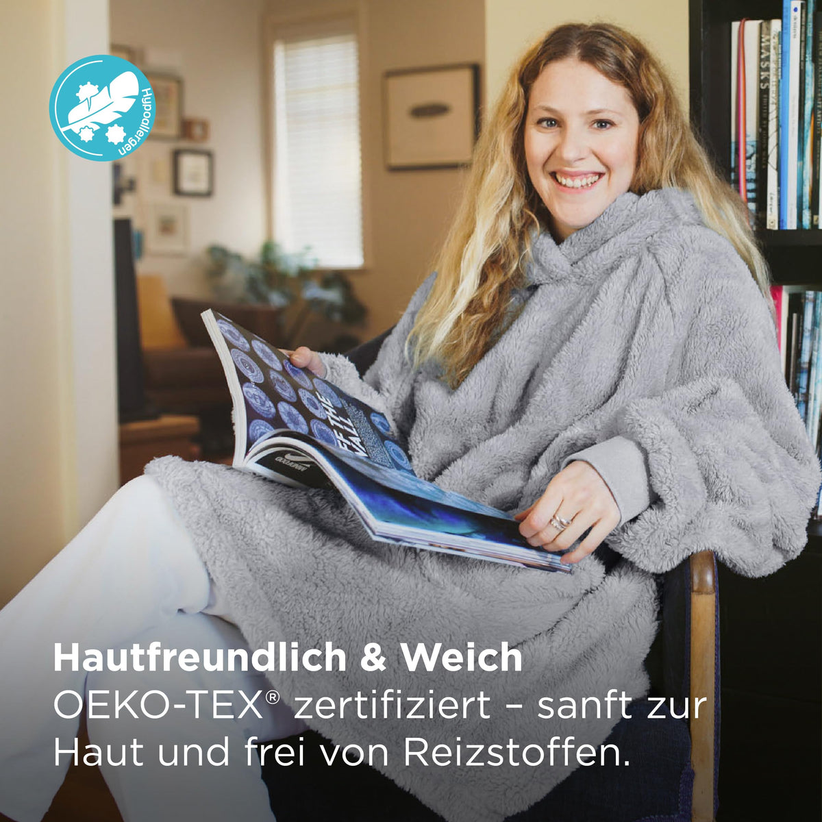 BEDSURE Hoodie Decke mit Ärmeln Geschenke Grau - 95x85cm