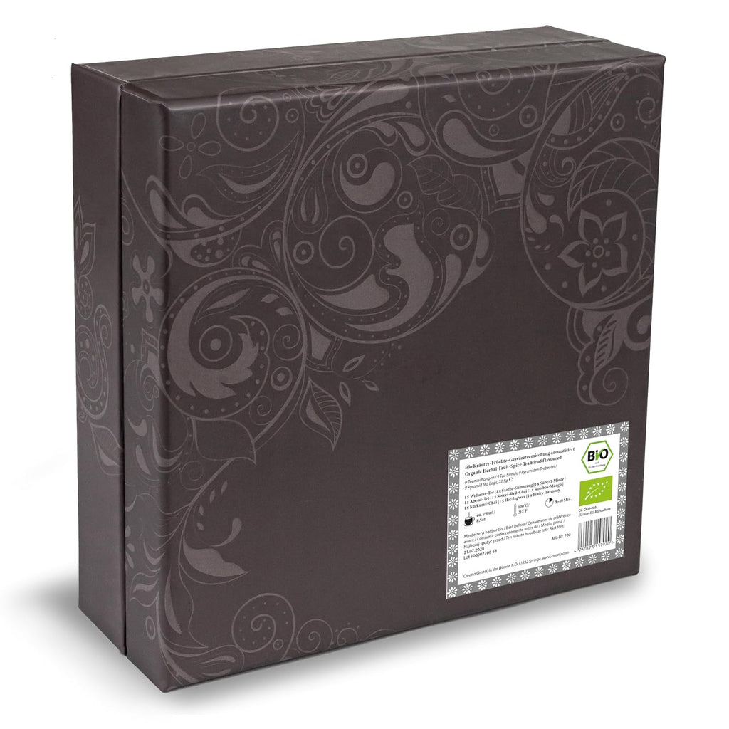 Creano Premium Bio Kräutertee Geschenkset „ORGANIC HERBAL TEA“ - 9 Pyramiden-Teebeutel in 9 unterschiedlichen Sorten - 22,5g - NEUHEIT 2024*