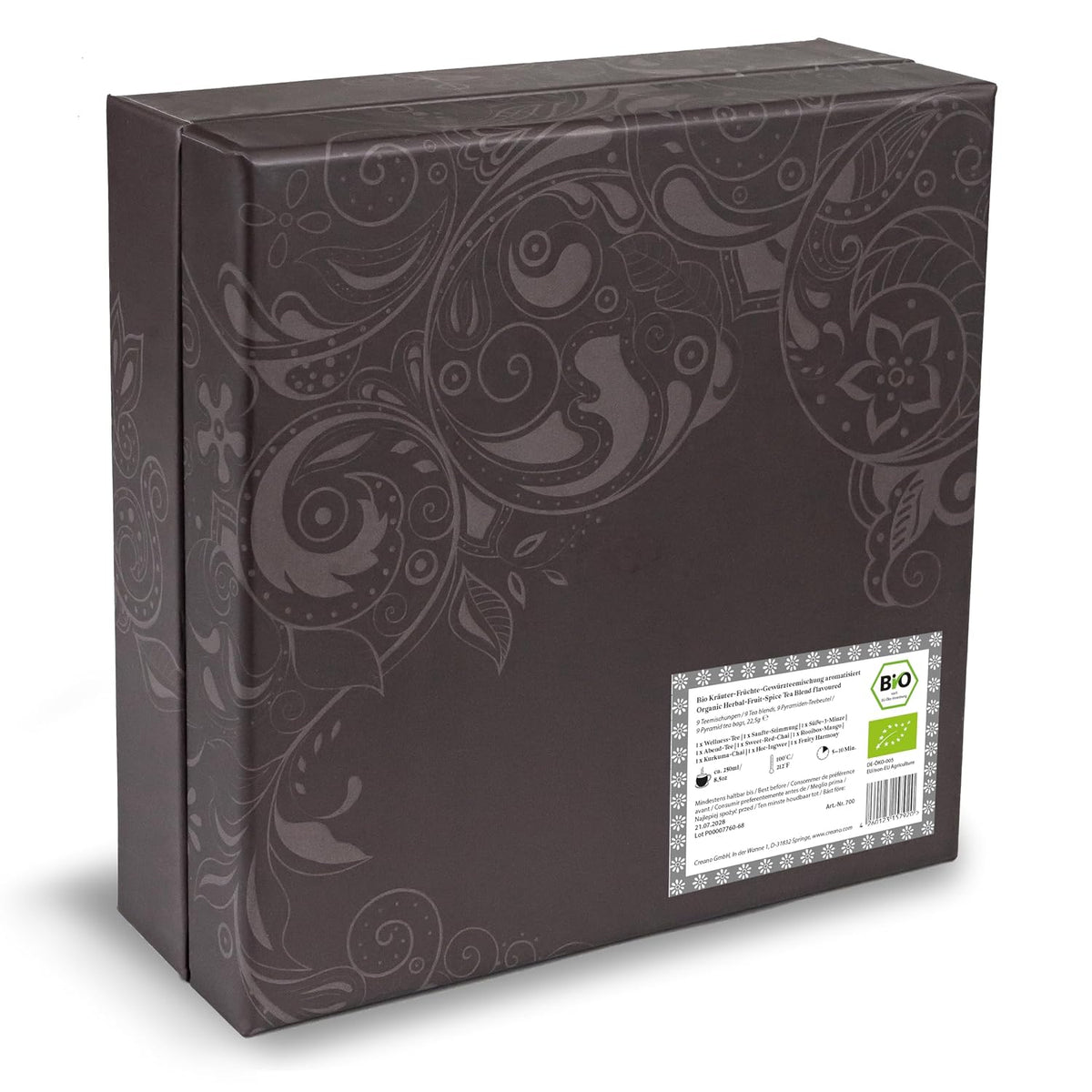 Creano Premium Bio Kräutertee Geschenkset „ORGANIC HERBAL TEA“ - 9 Pyramiden-Teebeutel in 9 unterschiedlichen Sorten - 22,5g - NEUHEIT 2024*