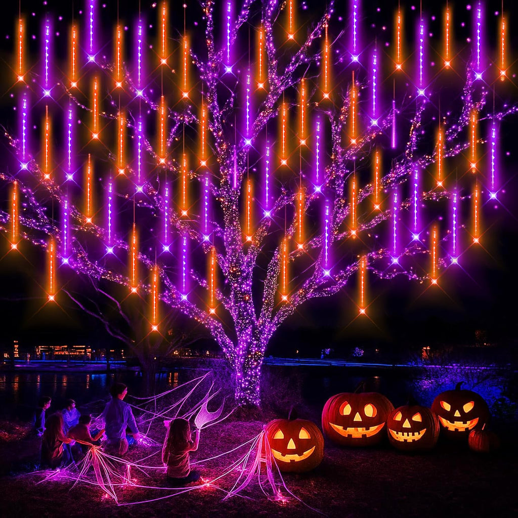 Kwaiffeo Weihnachtsdeko,10 Röhren LED Meteorschauer Lichterkette Außen, Wasserdichte Fallende Regen Lichter für Weihnachten Halloween Weihnachtsbaum Hochzeit Garten Fenster, Mehrfarbig
