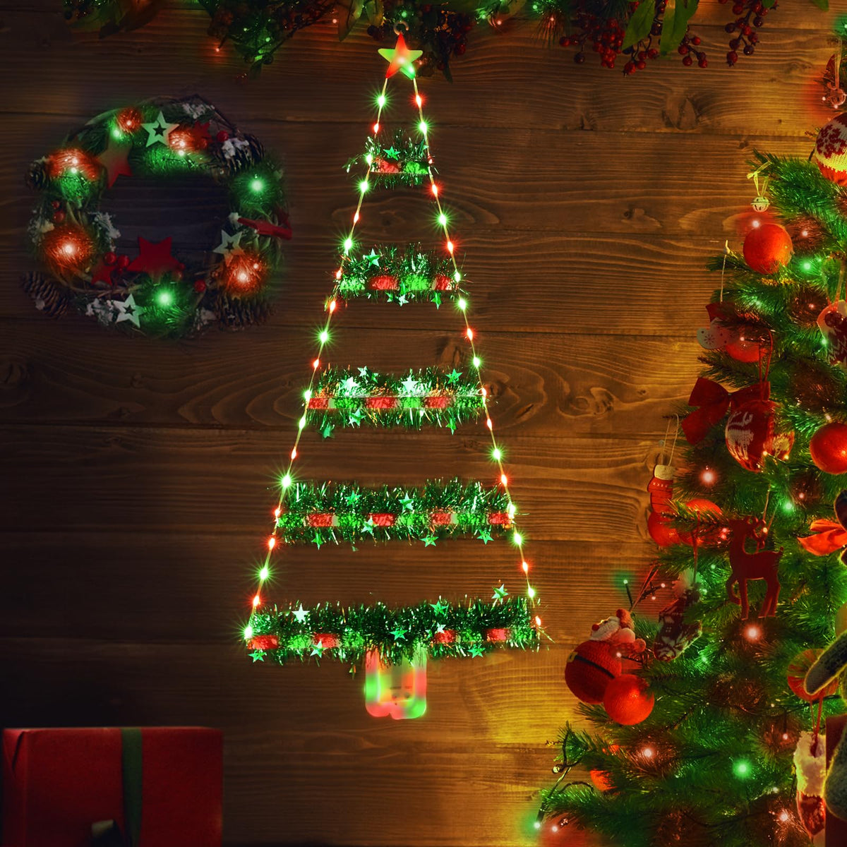 Geemoo LED Weihnachtsmann Leiter Lichterkette - 3 Meter LED Weihnachtsbeleuchtung Strombetrieben mit Timer, Speicherfunktion, 8 Modi, für Innen Außen Weihnachtsbaum Fenster Weihnachten Deko (Warmweiß)