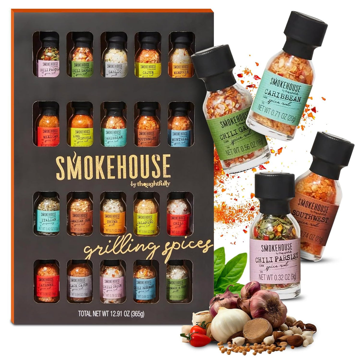Thoughtfully BBQ Gewürze Geschenkset mit 20 Grillgewürzen