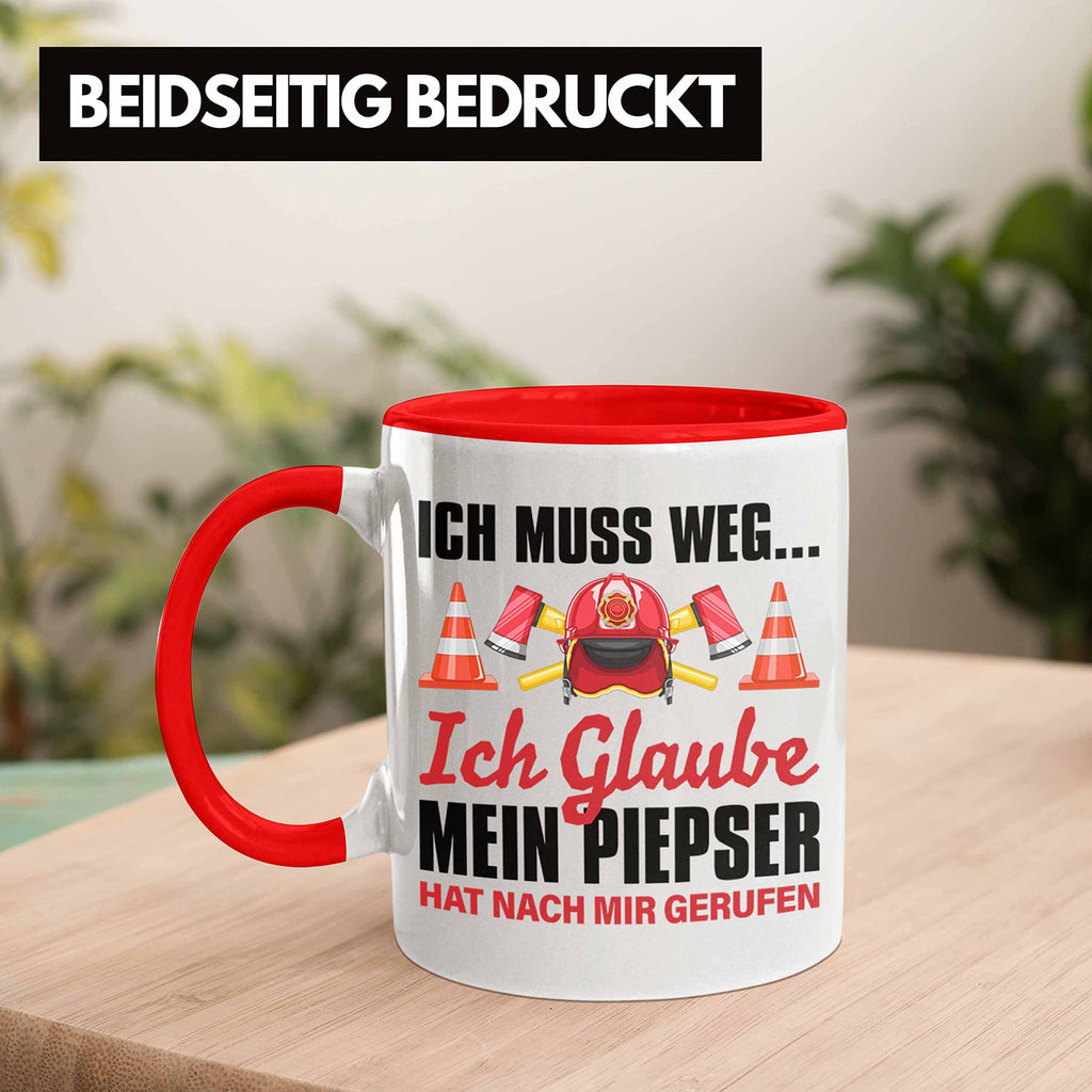 Trendation - Feuerwehr Tasse Geschenk für Feuerwehrmann Geburtstag Männer Spruch (Schwarz)