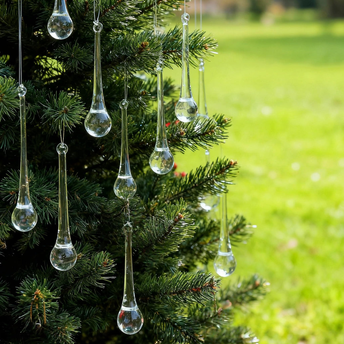 DAHI 12pcs Christbaumschmuck eiszapfen eistropfen Anhänger aus Glas zum Hängen Weihnachten Dekoration (transparent 100x20mm)