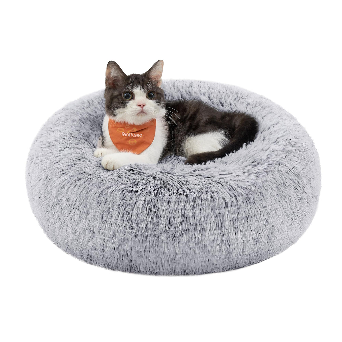 Feandrea Hundebett flauschig, waschbar, Langer Plüsch, 70 cm Durchmesser