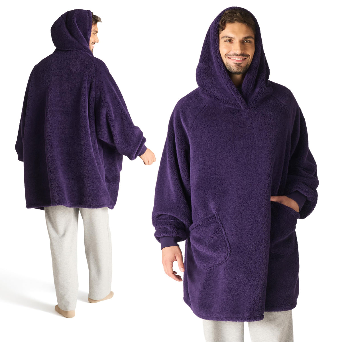 BEDSURE Hoodie Decke mit Ärmeln Geschenke Grau - 95x85cm
