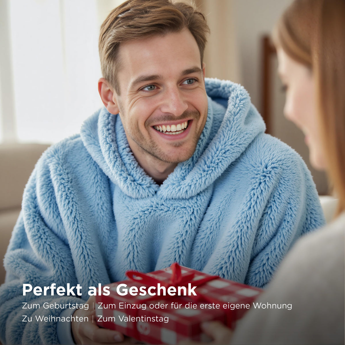 BEDSURE Hoodie Decke mit Ärmeln Geschenke Grau - 95x85cm