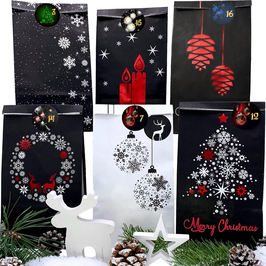 Adventskalender zum Befüllen Weihnachtskalender zum selber Basteln mit großen Tüten Kraftpapier