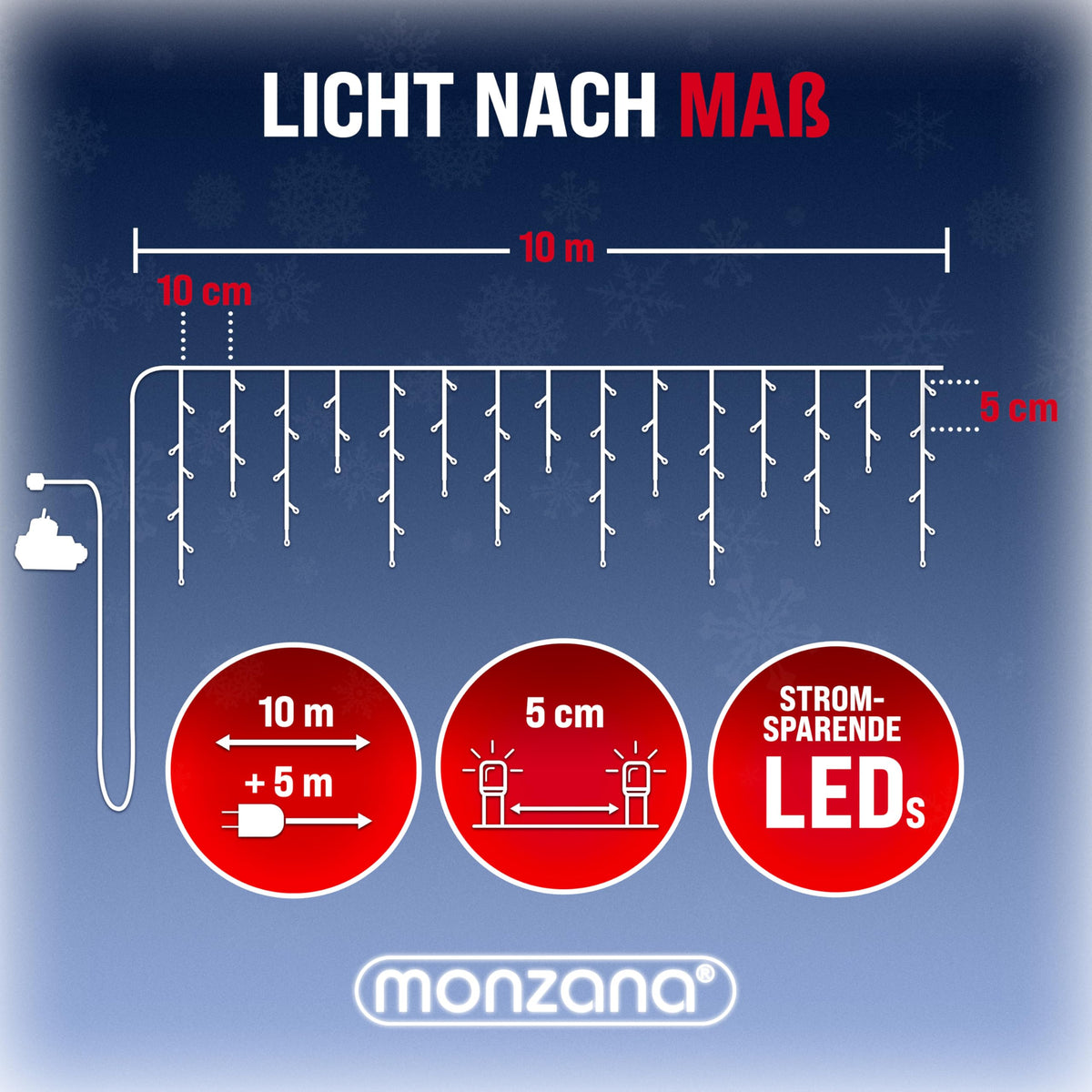 Monzana® Eisregen Lichterkette Außen 200 LED Kaltweiß