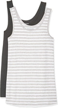 Amazon Essentials Women's Slim-Fit Ribbed Scoop Neck Tank Tops, Pack of 2