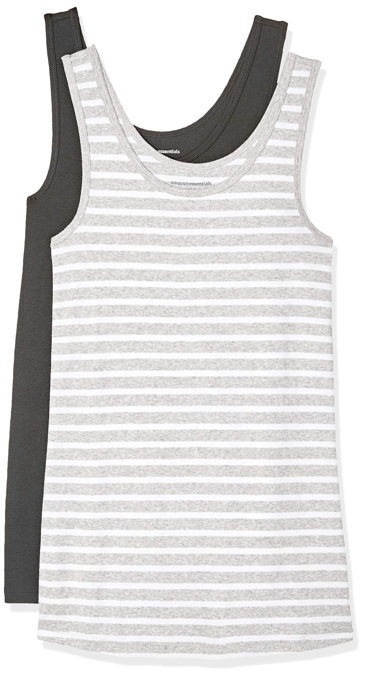 Amazon Essentials Women's Slim-Fit Ribbed Scoop Neck Tank Tops, Pack of 2